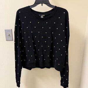 RENUAR Cropped Studded Sweatshirt – Black | Size Large